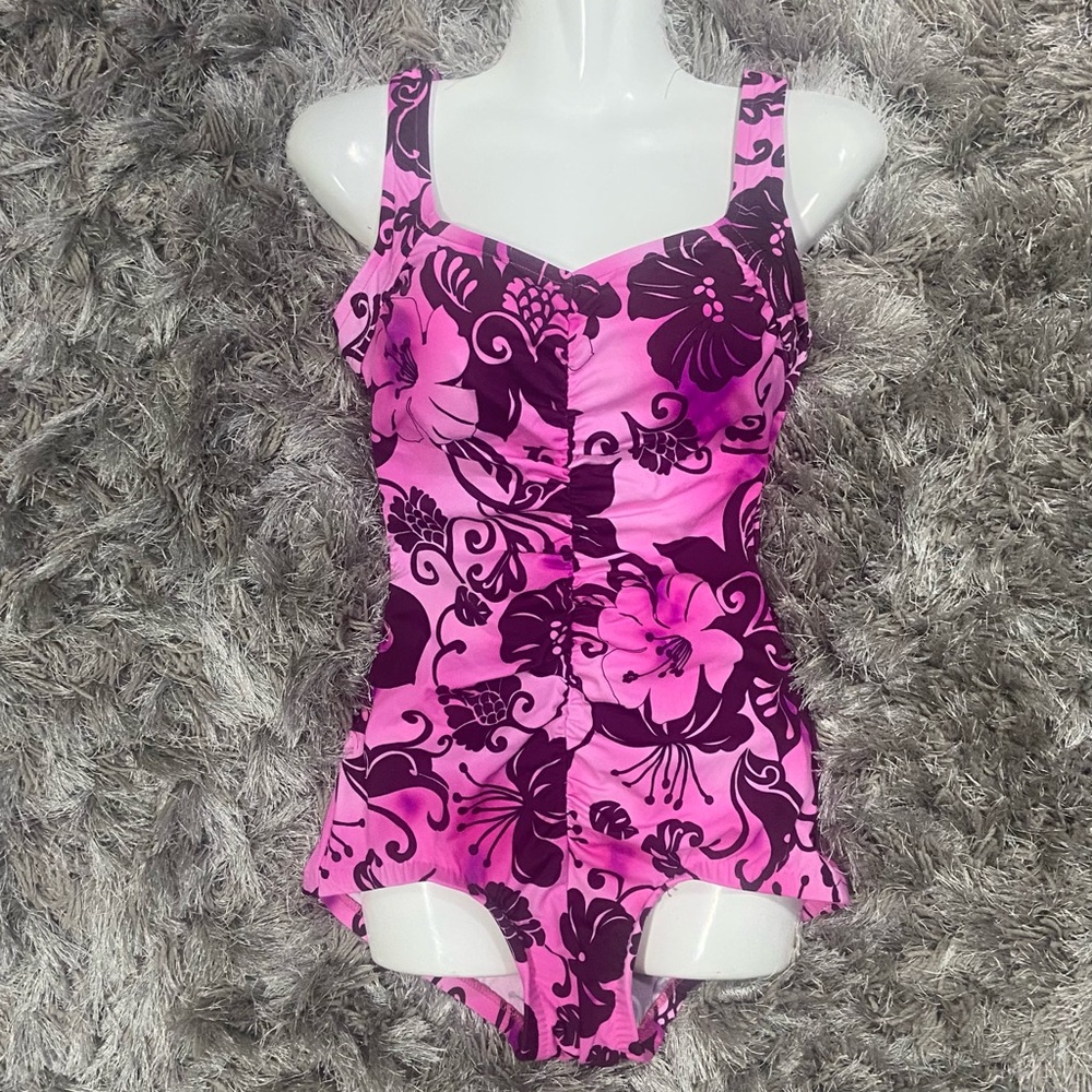 Maxine  Women Floral Pink One Piece Swimwear.